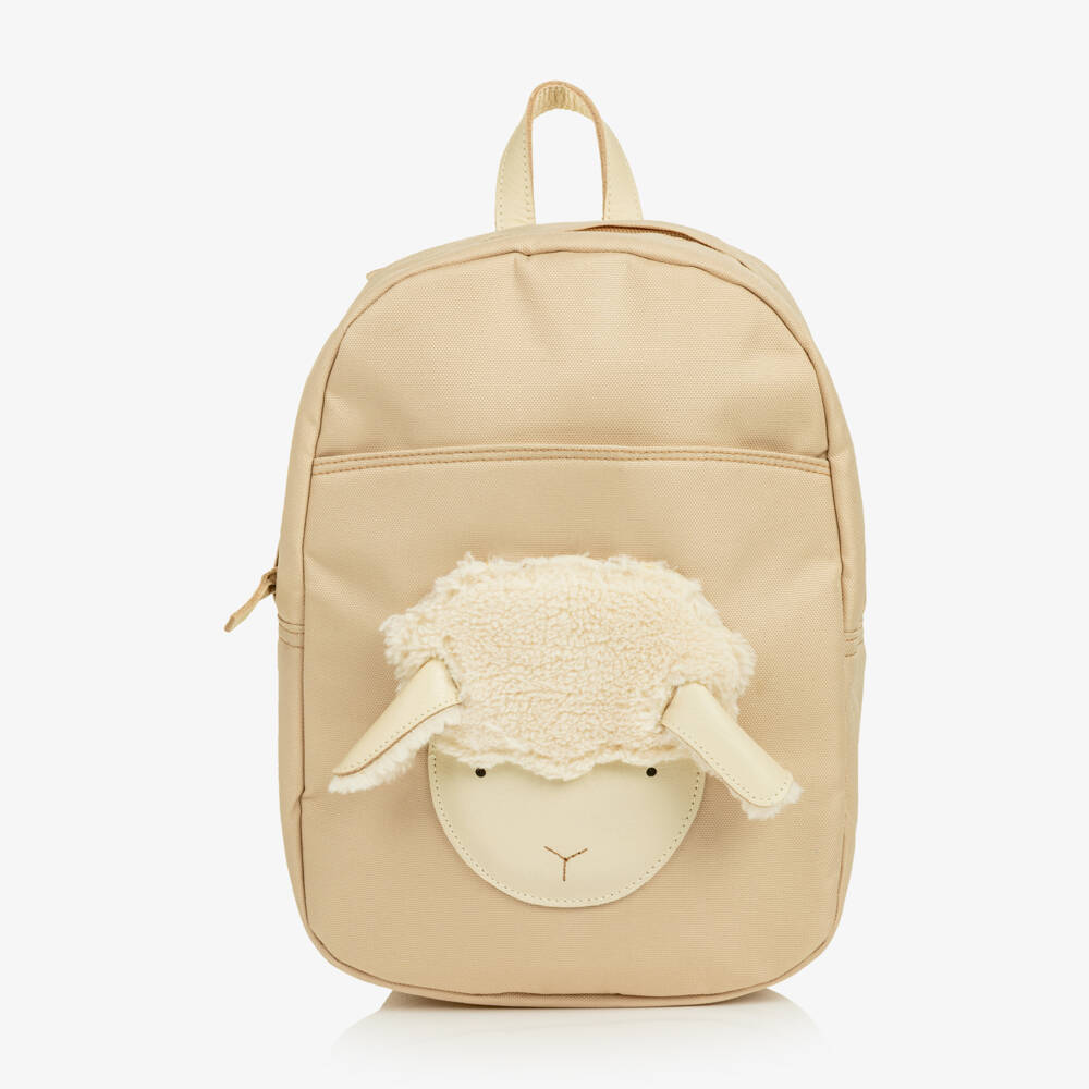 Donsje-Sand Beige Lammy Backpack (29cm) | Childrensalon