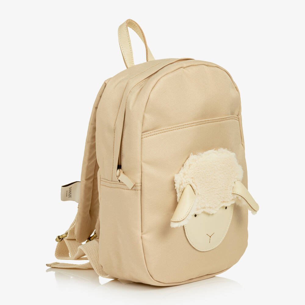 Donsje-Sand Beige Lammy Backpack (29cm) | Childrensalon