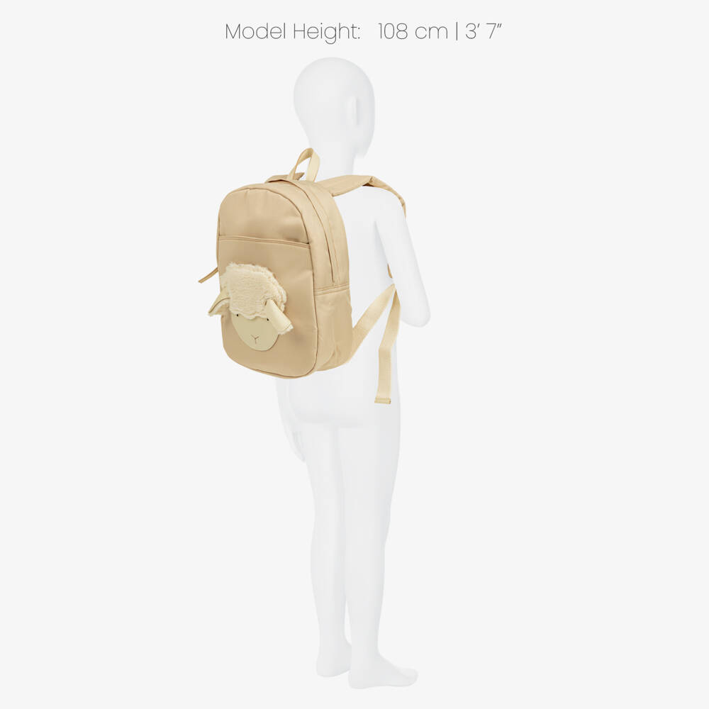 Donsje-Sand Beige Lammy Backpack (29cm) | Childrensalon