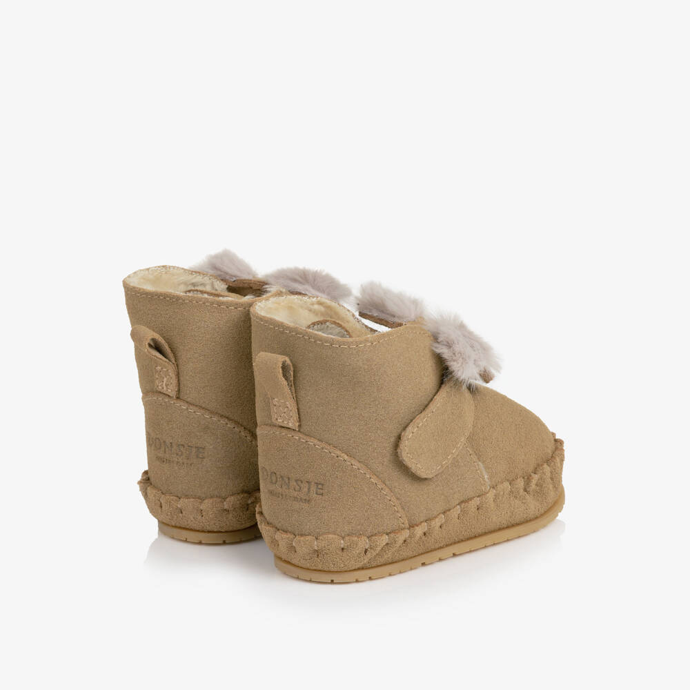 Donsje-Sand Beige Suede Leather Koala Pre-Walker Boots | Childrensalon