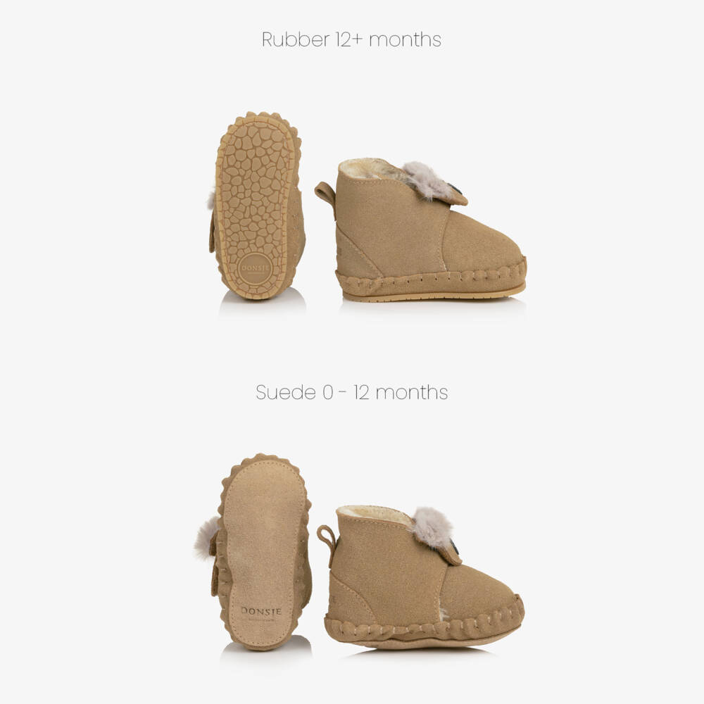 Donsje-Sand Beige Suede Leather Koala Pre-Walker Boots | Childrensalon