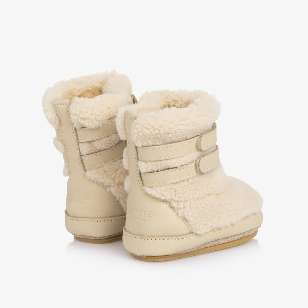 Donsje-White Faux Shearling & Leather Baby Boots | Childrensalon