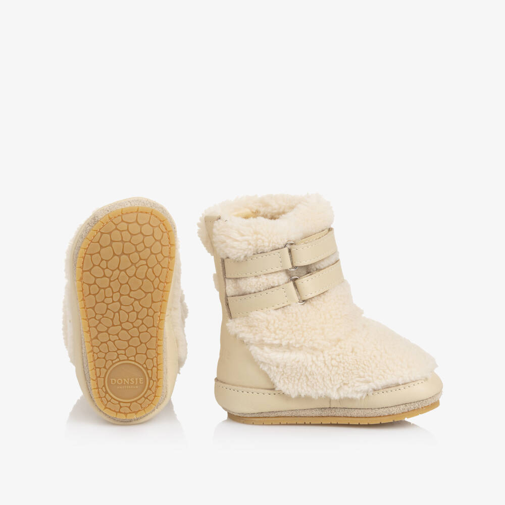 Donsje-White Faux Shearling & Leather Baby Boots | Childrensalon