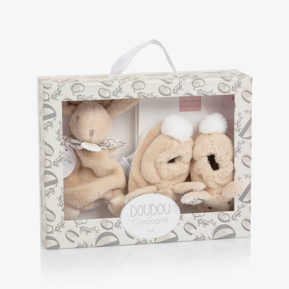 Doudou et Compagnie-طقم دمية لتهدئة الرضع مع شبشب شكل أرنب (15 سم) | Childrensalon