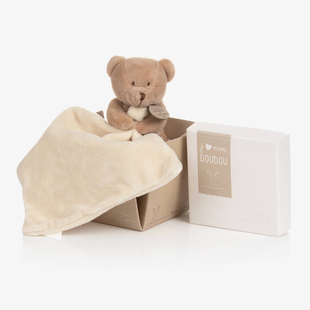 Doudou et Compagnie-Beige Velour Teddy Doudou (22cm) | Childrensalon