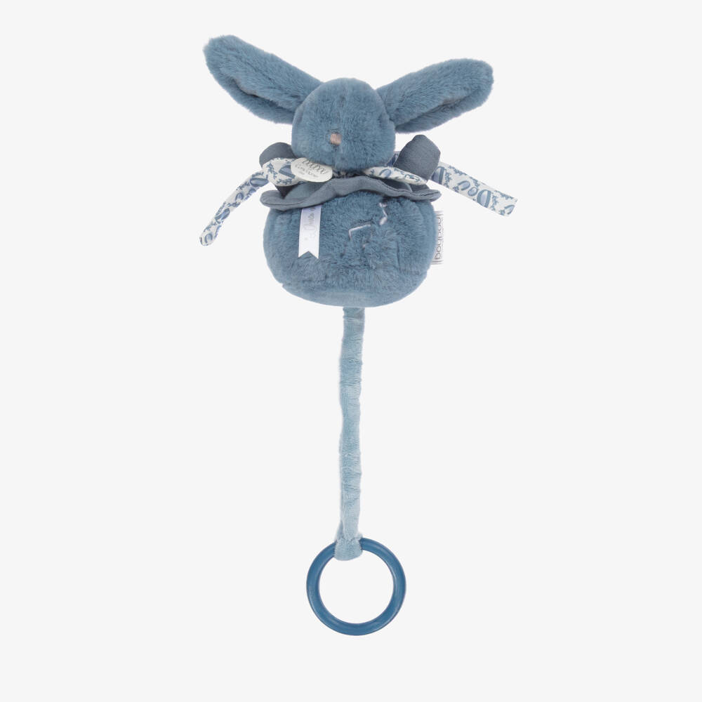 Doudou et Compagnie-Blue Bunny Soft Musical Pull Toy (20cm) | Childrensalon