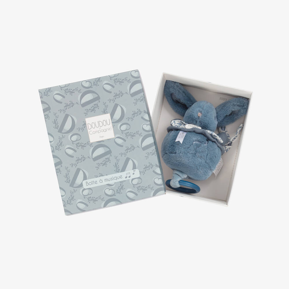 Doudou et Compagnie-Blue Bunny Soft Musical Pull Toy (20cm) | Childrensalon