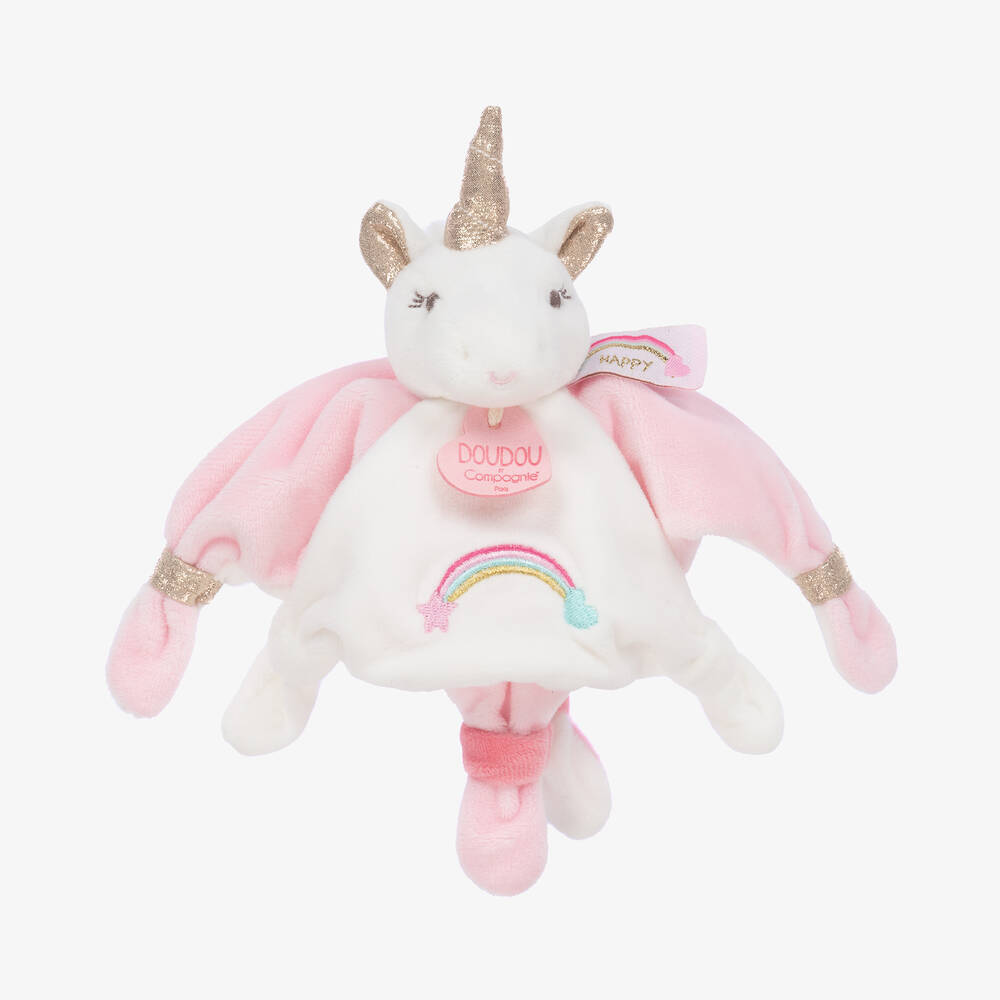 Doudou et Compagnie-Girls Pink Velour Unicorn Doudou (20cm) | Childrensalon