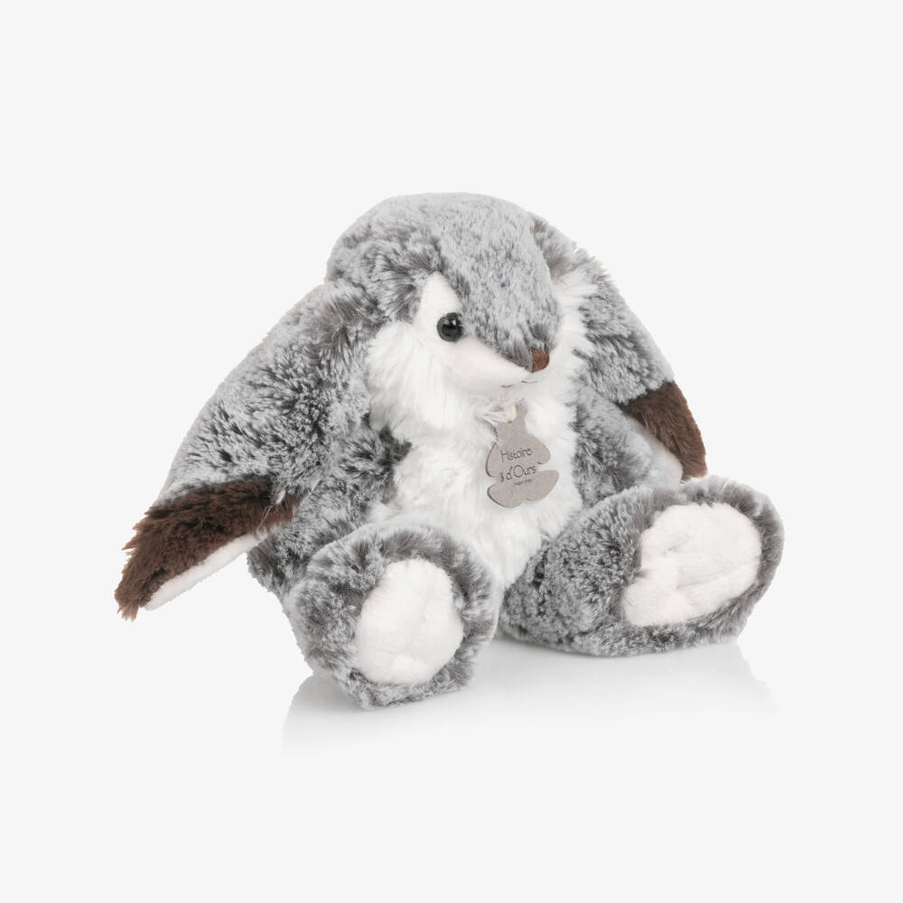 Doudou et Compagnie-Grey & White Fluffy Bunny Soft Toy (20cm) | Childrensalon