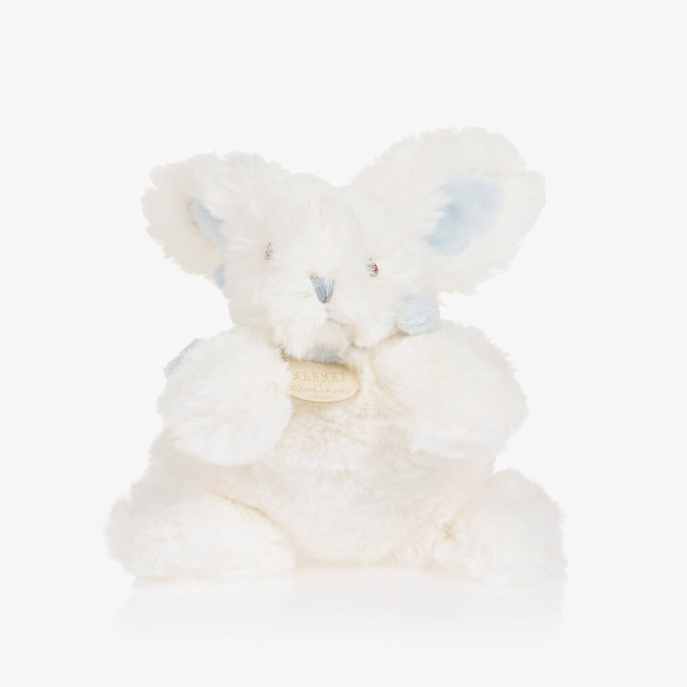 Doudou et Compagnie-Ivory & Blue Plush Bunny Soft Toy (16cm) | Childrensalon