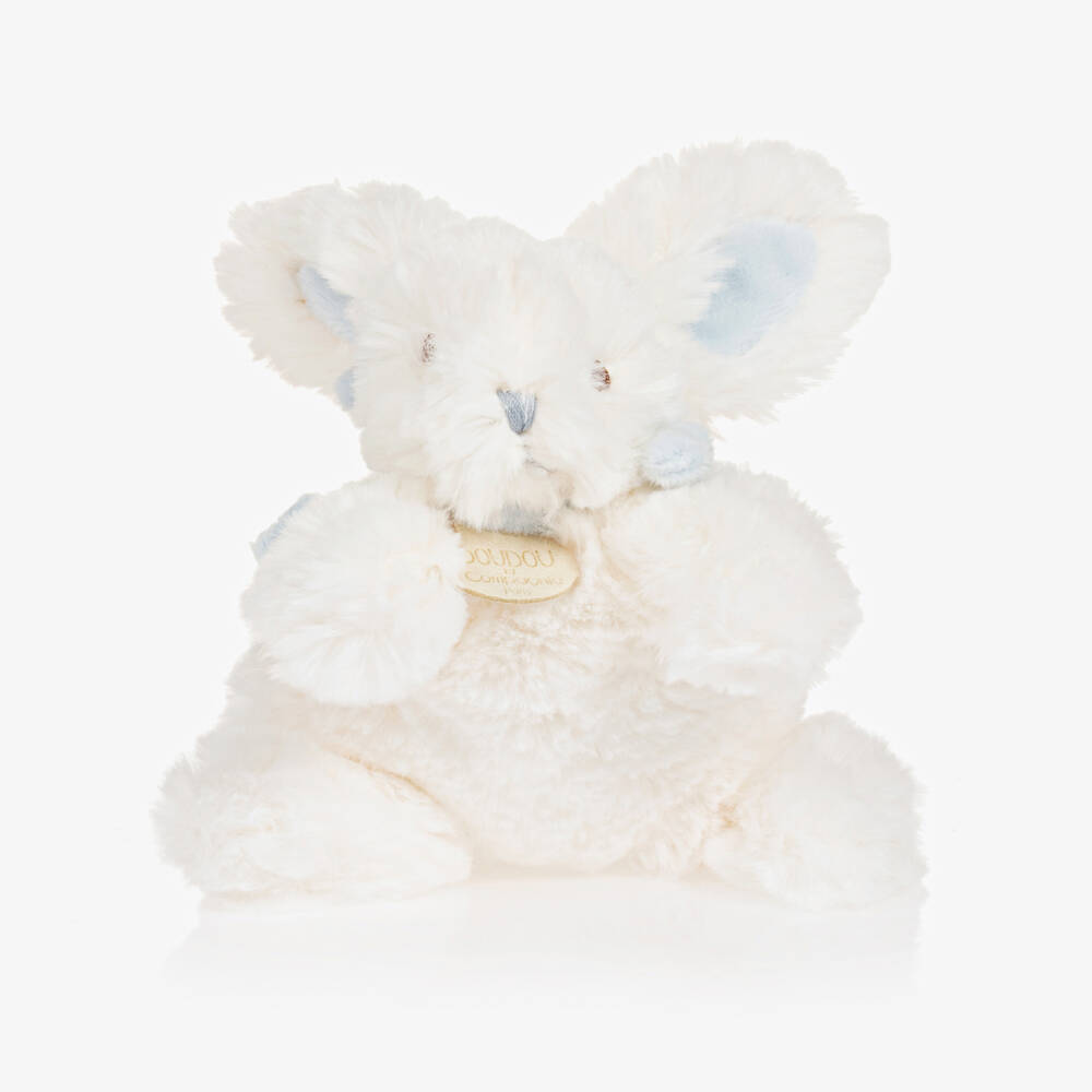 Doudou et Compagnie-Ivory & Blue Plush Bunny Soft Toy (16cm) | Childrensalon