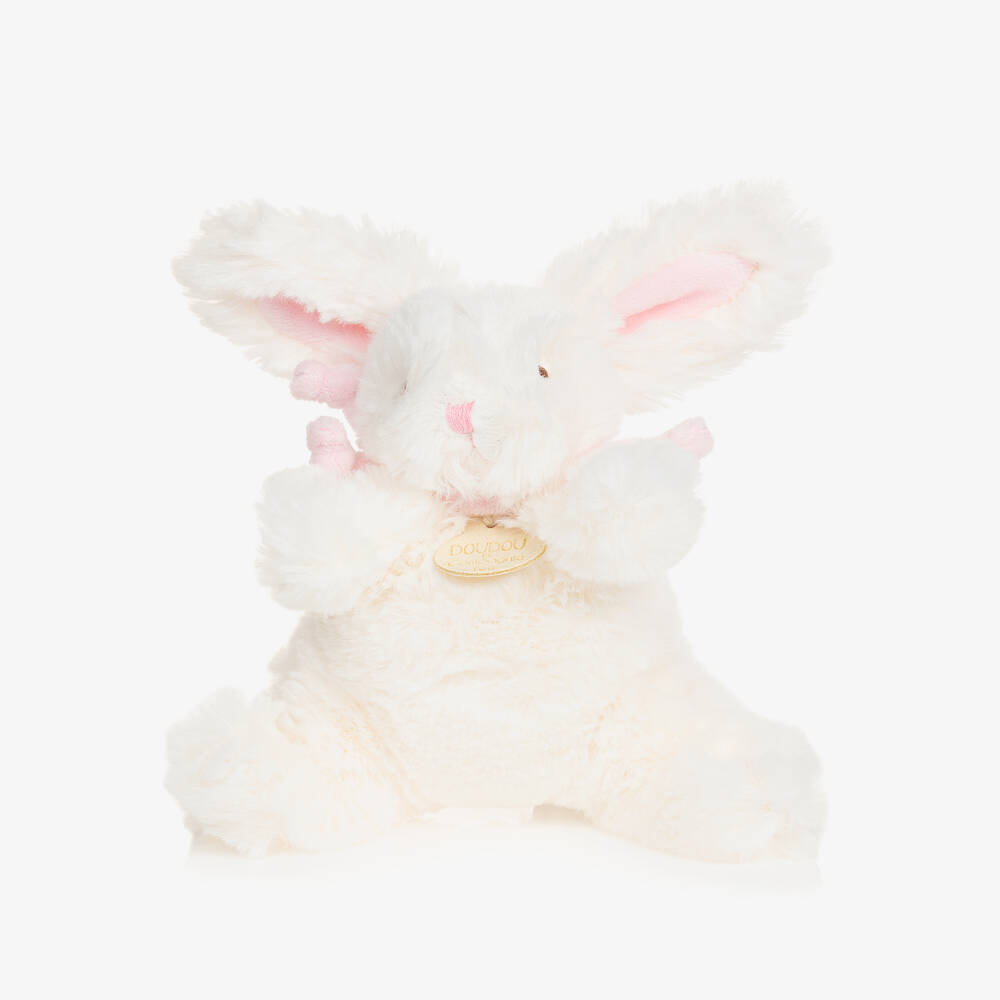 Doudou et Compagnie-Ivory & Pink Plush Bunny Soft Toy (16cm) | Childrensalon