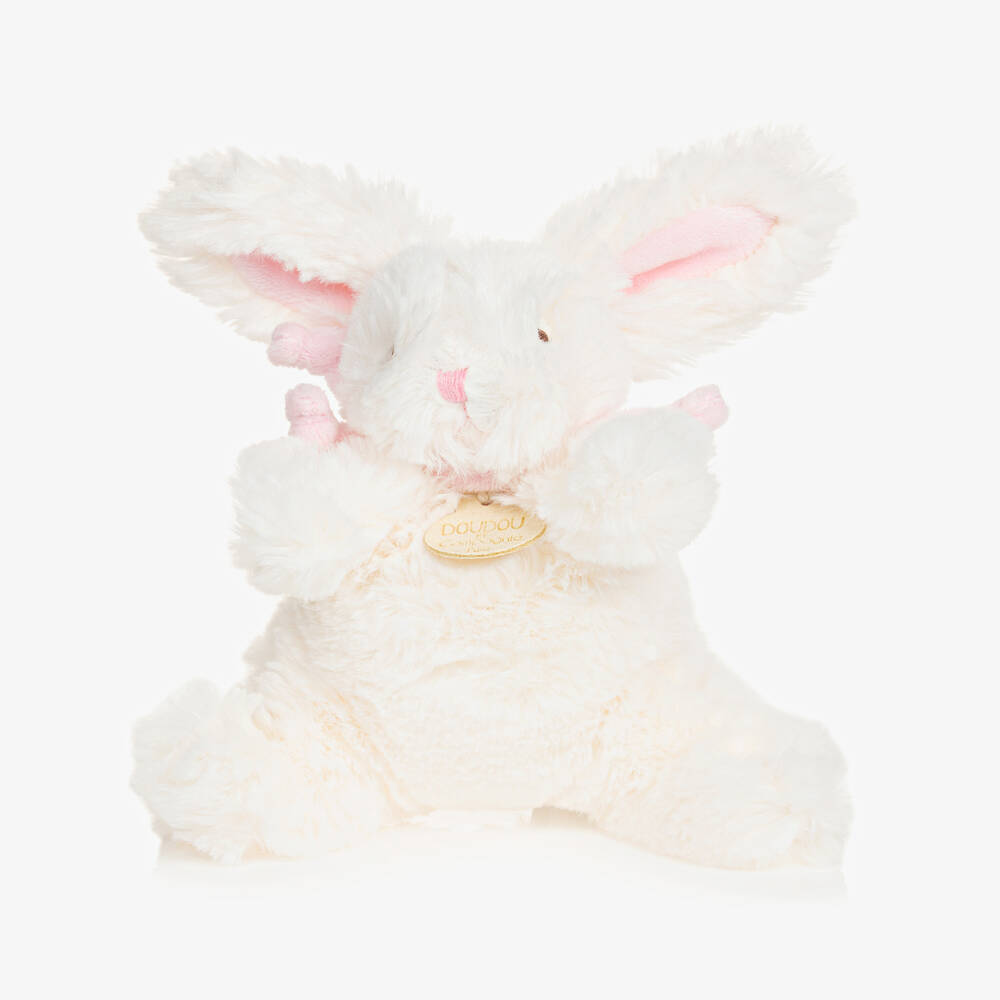 Doudou et Compagnie-Ivory & Pink Plush Bunny Soft Toy (16cm) | Childrensalon