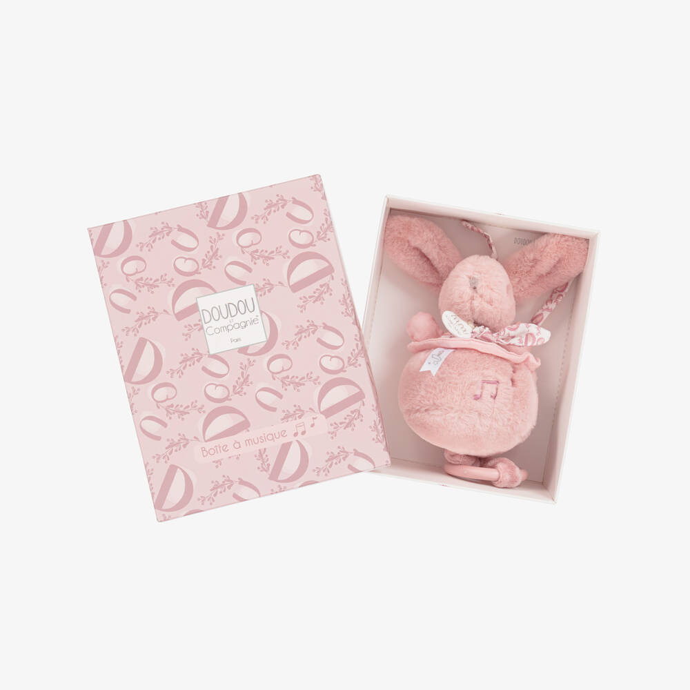 Doudou et Compagnie-Pink Bunny Soft Musical Pull Toy (20cm) | Childrensalon
