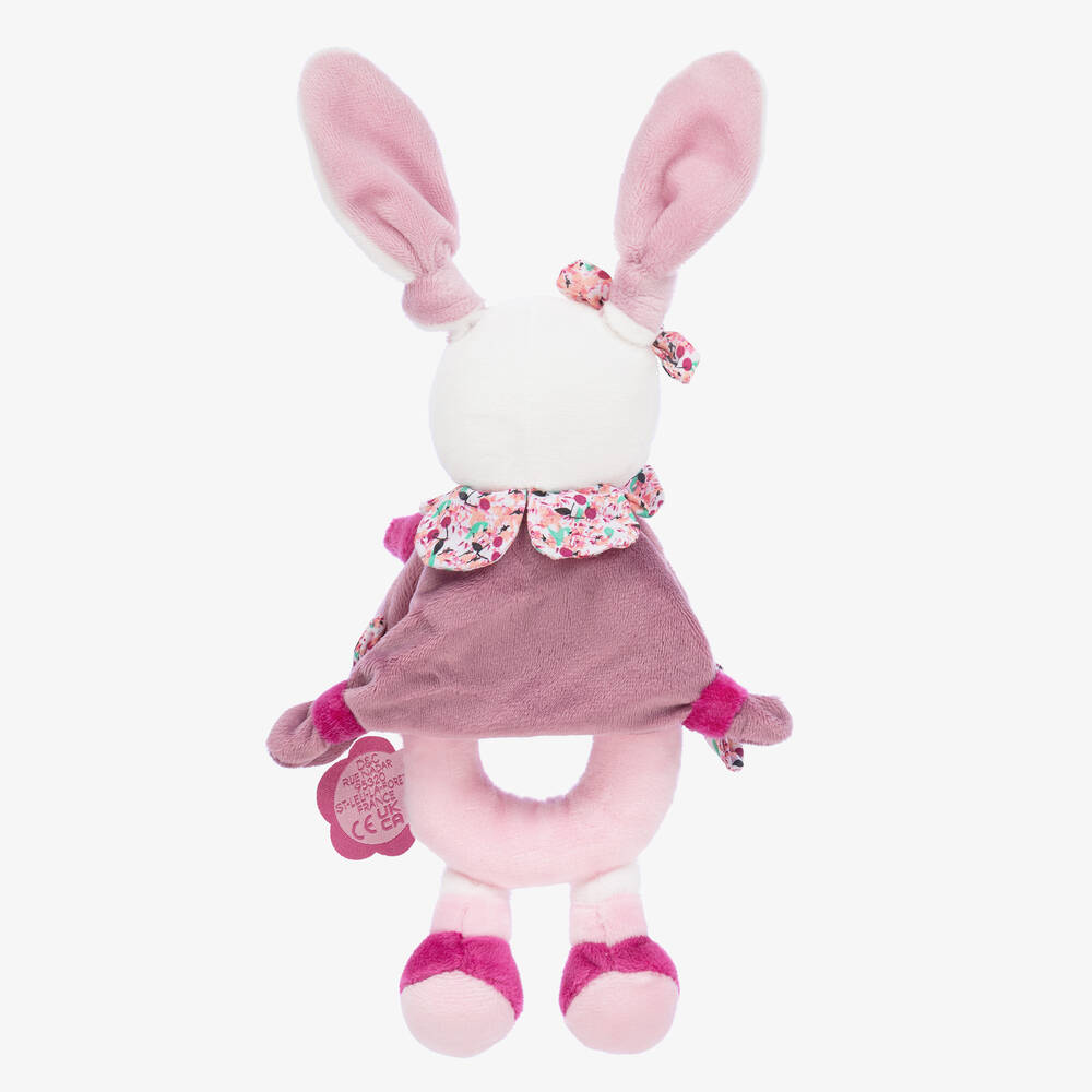 Doudou et Compagnie-Pink Plush Bunny Rattle (21cm) | Childrensalon