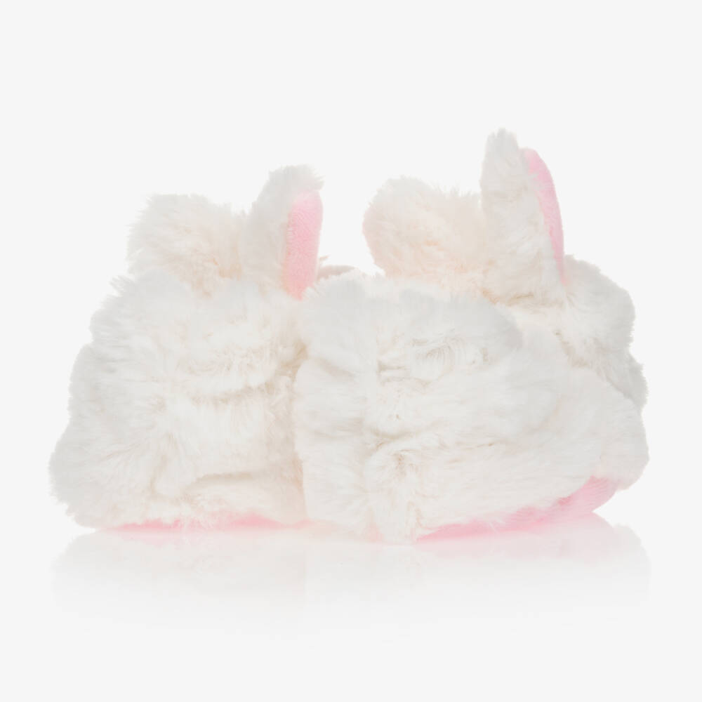 Doudou et Compagnie-سليبر خشخيشة فرو إصطناعي لون زهري وأبيض | Childrensalon
