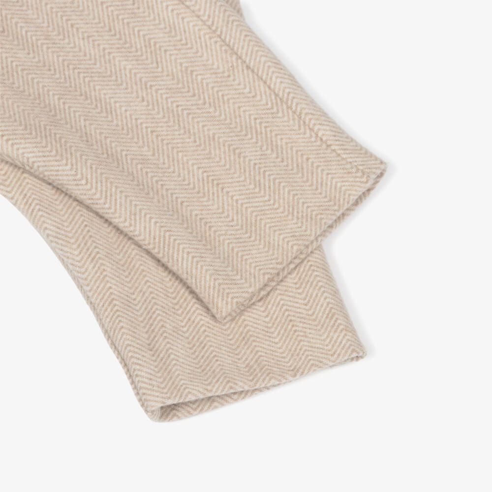Dr. Kid-Baby Boys Beige Herringbone Jersey Trousers | Childrensalon