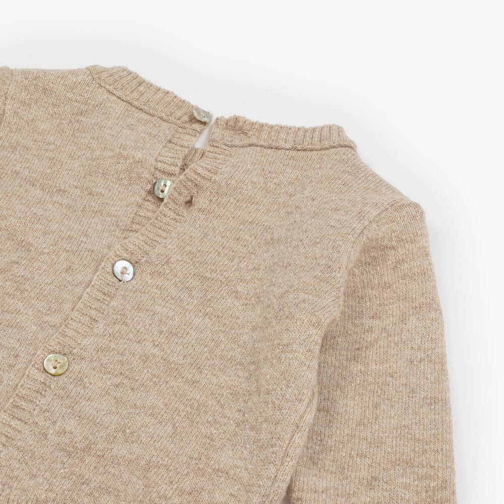 Dr. Kid-Baby Boys Beige Wool & Cotton Knit Fox Sweater | Childrensalon