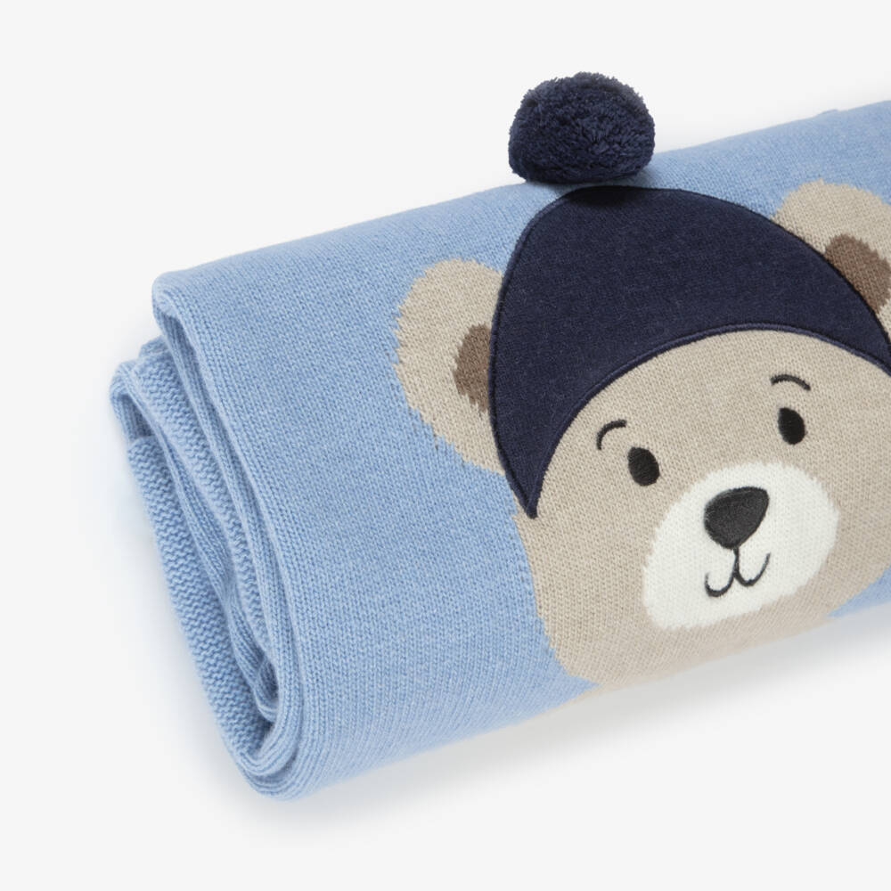 Dr. Kid-Baby Boys Blue Bear Blanket (90cm) | Childrensalon