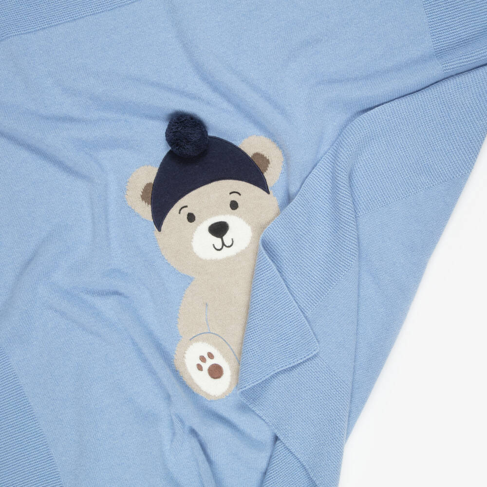 Dr. Kid-Baby Boys Blue Bear Blanket (90cm) | Childrensalon