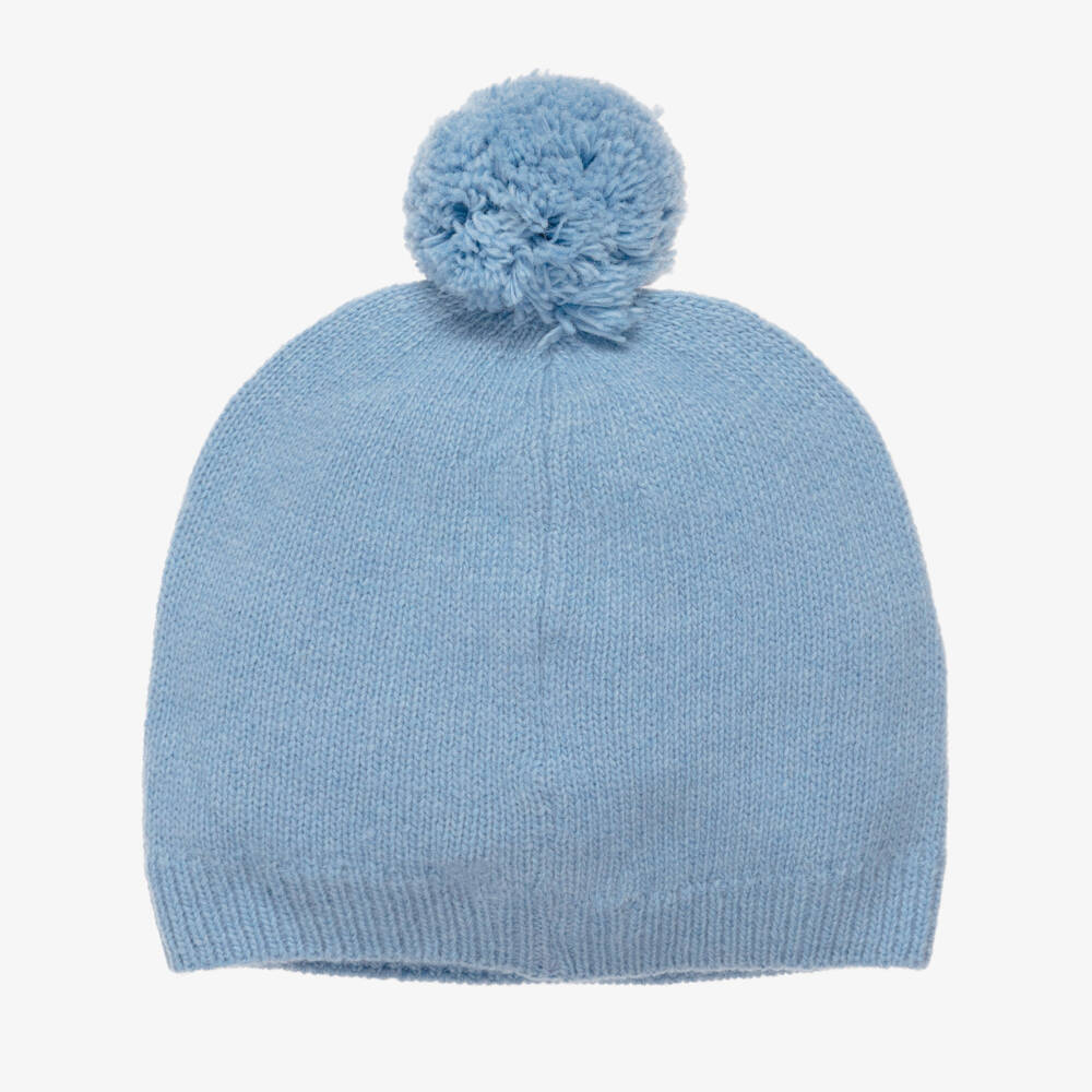 Dr. Kid-Baby Boys Blue Knitted Hat with Bear Intarsia | Childrensalon