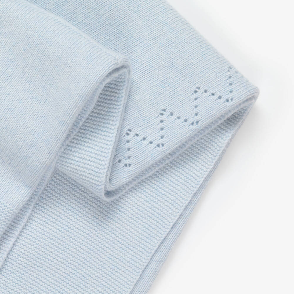Dr. Kid-Baby Boys Blue Pointelle Knit Blanket (90cm) | Childrensalon