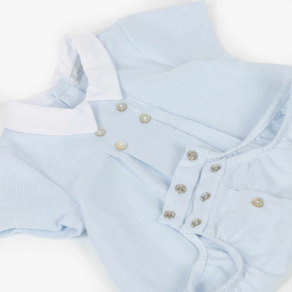 Dr. Kid-Baby Boys Blue Stripe Shortie with Collar | Childrensalon