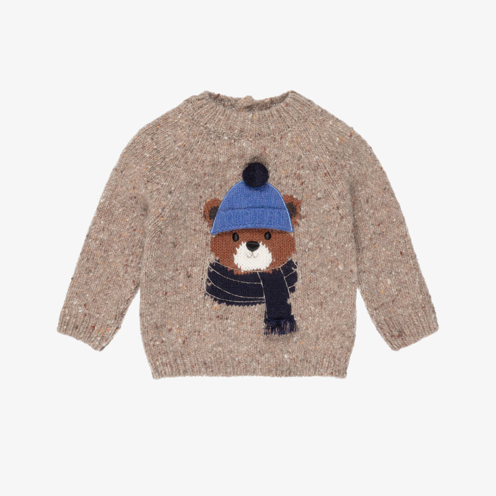 Dr. Kid-Baby Boys Brown Wool Bear Sweater | Childrensalon