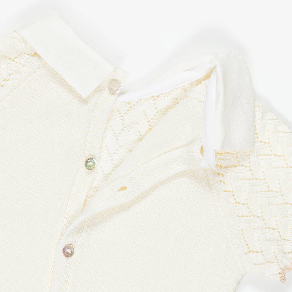 Dr. Kid-Baby Boys Ivory Knitted Cotton Shorts Set | Childrensalon