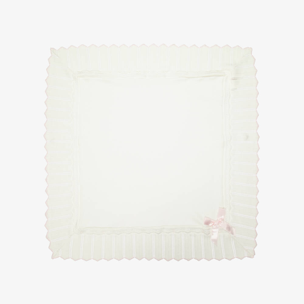 Dr. Kid-Baby Girls Ivory Knitted Cotton Blanket (90cm) | Childrensalon