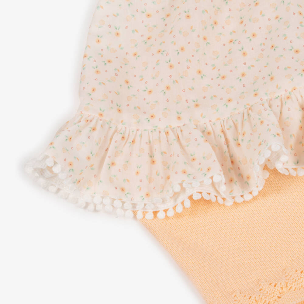 Dr. Kid-Baby Girls Pastel Orange Knitted Shorts Set | Childrensalon