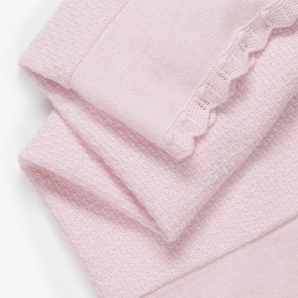 Dr. Kid-Baby Girls Pink Textured Knit Blanket (89cm) | Childrensalon