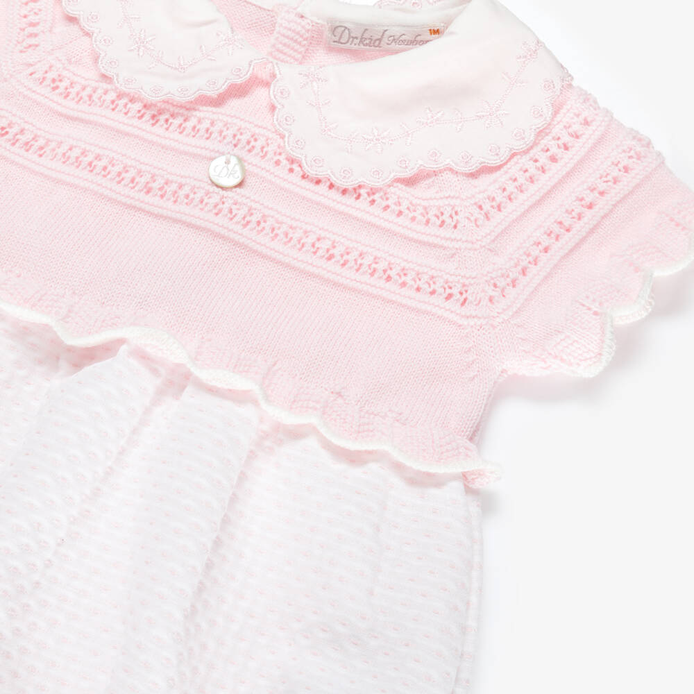 Dr. Kid-Baby Girls Pink & White Knit Shortie | Childrensalon