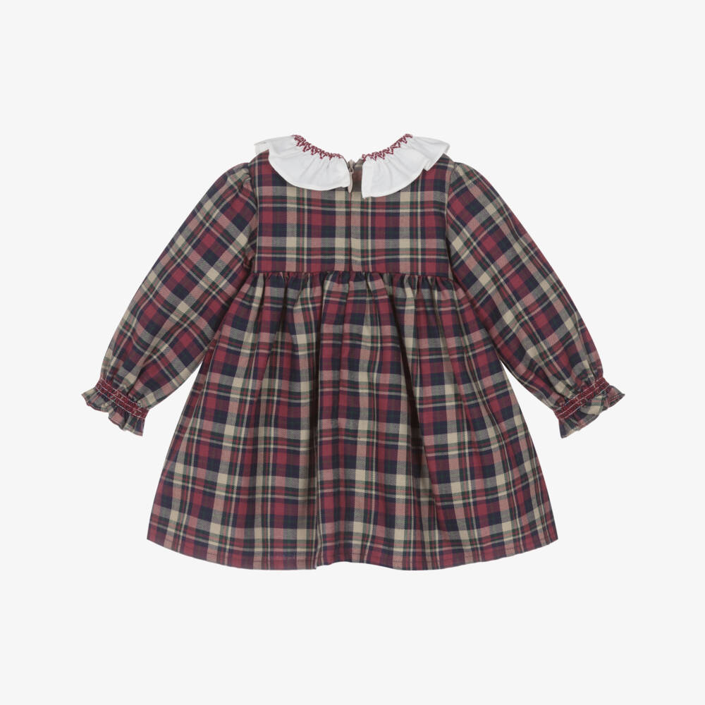 Dr. Kid-Baby Girls Red & Blue Tartan Cotton Dress with Ruffle Collar | Childrensalon