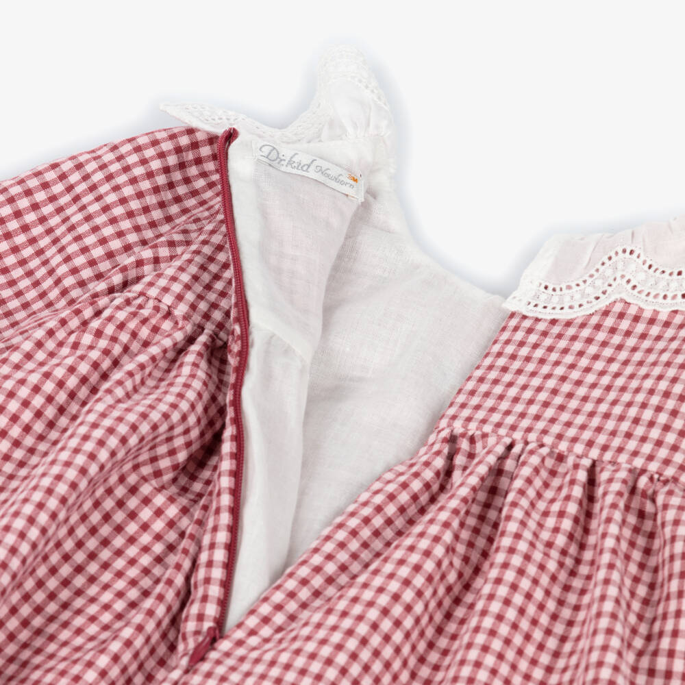 Dr. Kid-Baby Girls Red & Pink Gingham Dress with Ruffle Collar | Childrensalon