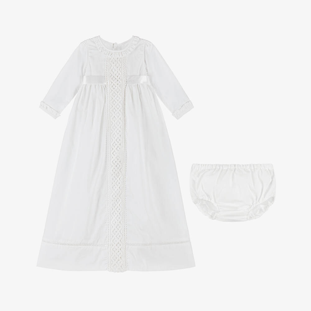 Dr. Kid-Baby Girls White Cotton Ceremony Gown | Childrensalon
