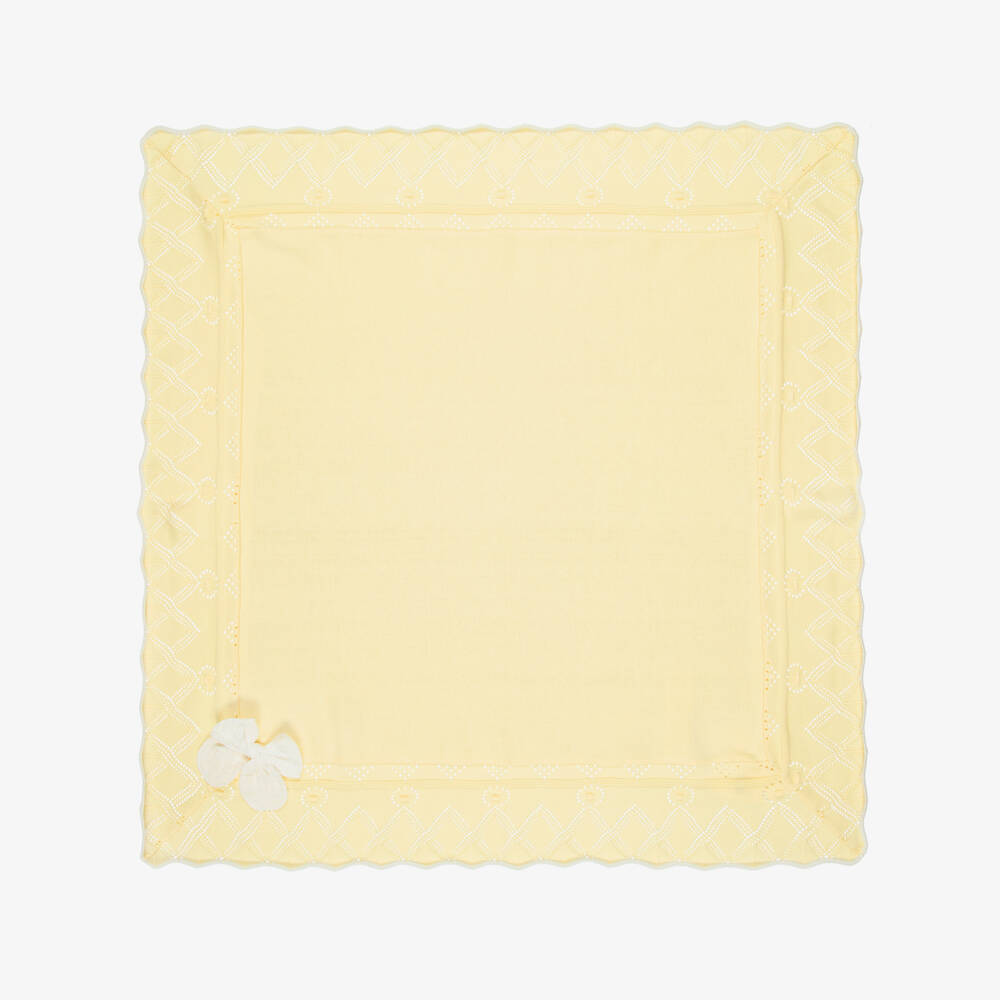 Dr. Kid-Baby Girls Yellow Cotton Knit Blanket (86cm) | Childrensalon