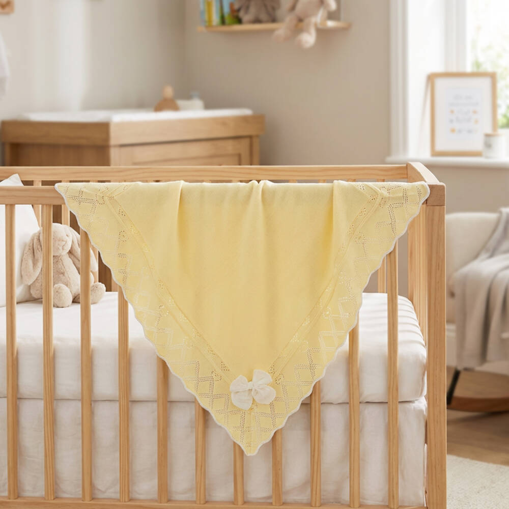 Dr. Kid-بطانية محبوكة قطن لون أصفر للبنات الرضع (86 سم) | Childrensalon