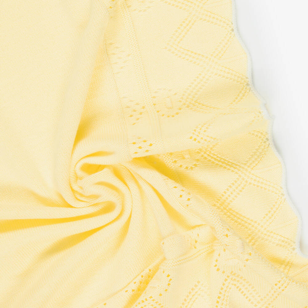 Dr. Kid-Baby Girls Yellow Cotton Knit Blanket (86cm) | Childrensalon