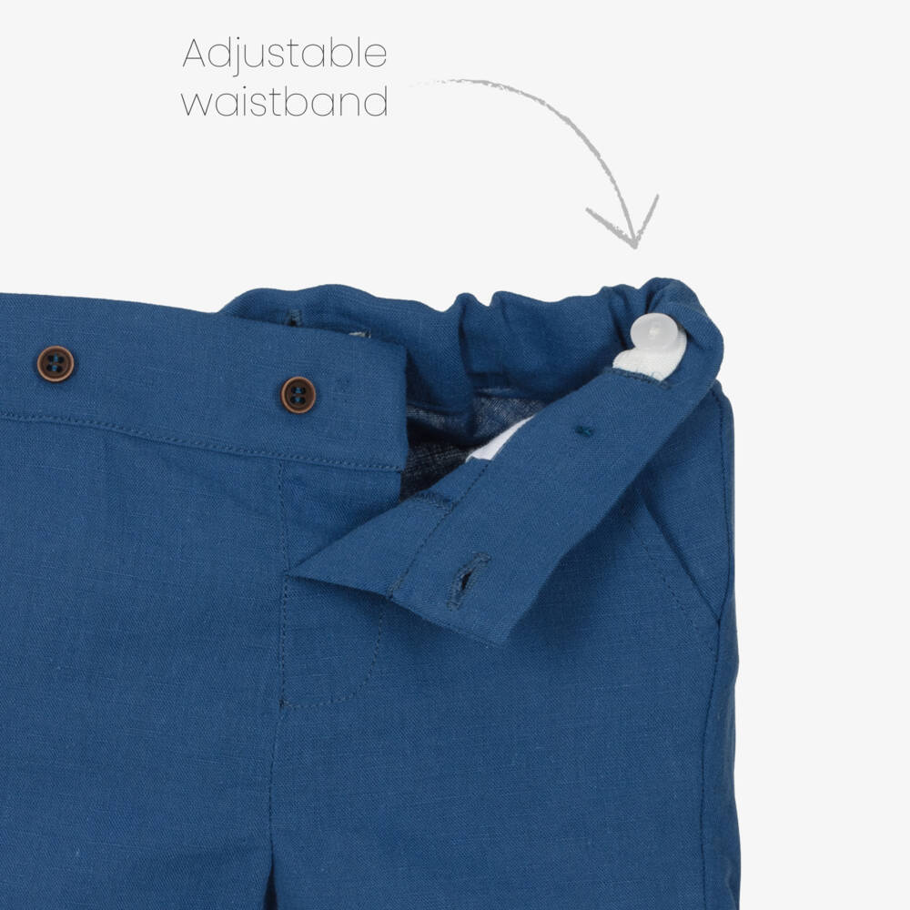 Dr. Kid-Boys Blue Linen & Cotton Shorts | Childrensalon