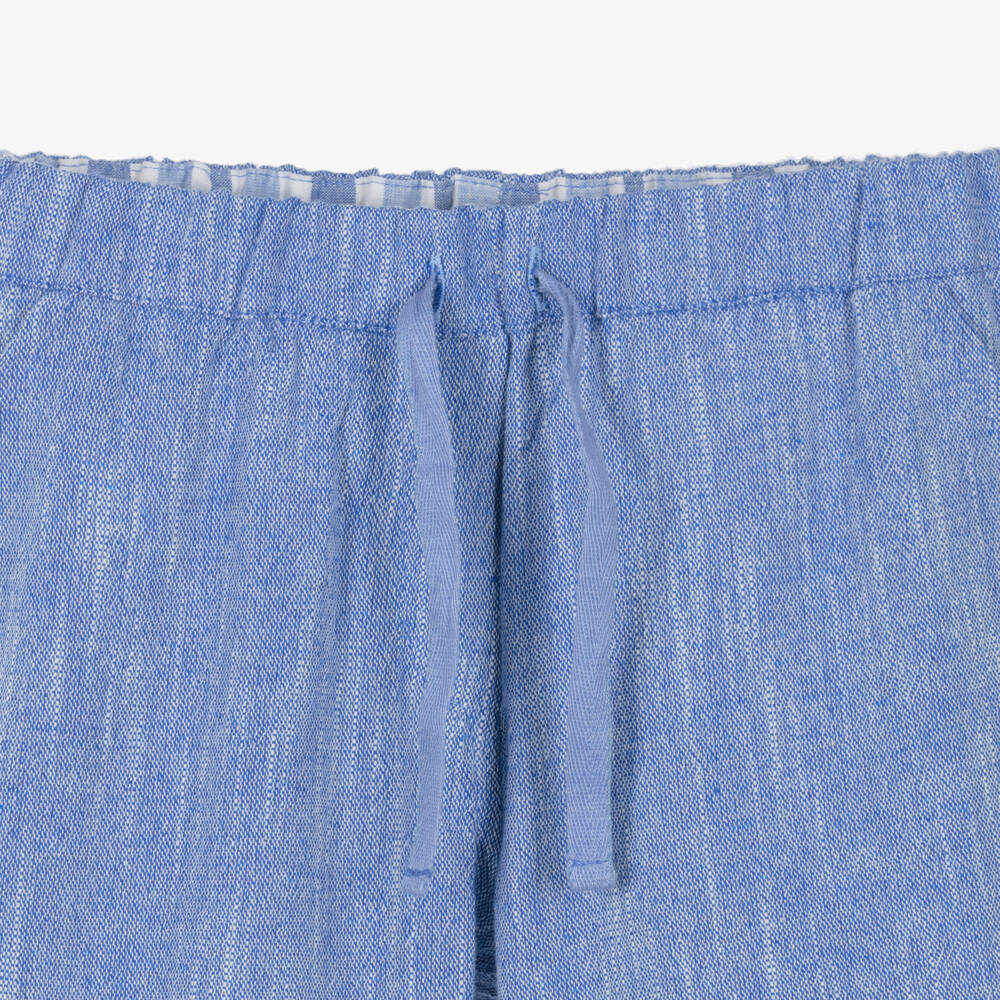 Dr. Kid-Boys Blue Marl Shorts with Turned Up Cuffs | Childrensalon