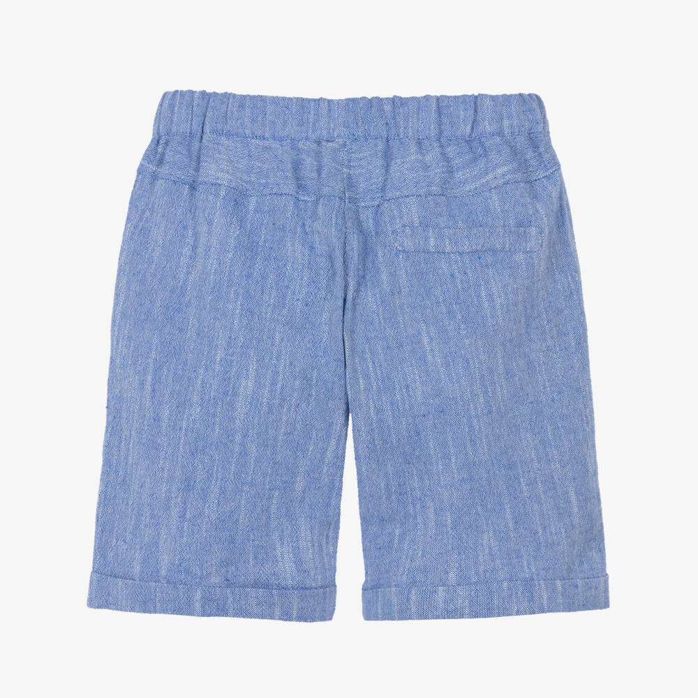 Dr. Kid-Boys Blue Marl Shorts with Turned Up Cuffs | Childrensalon