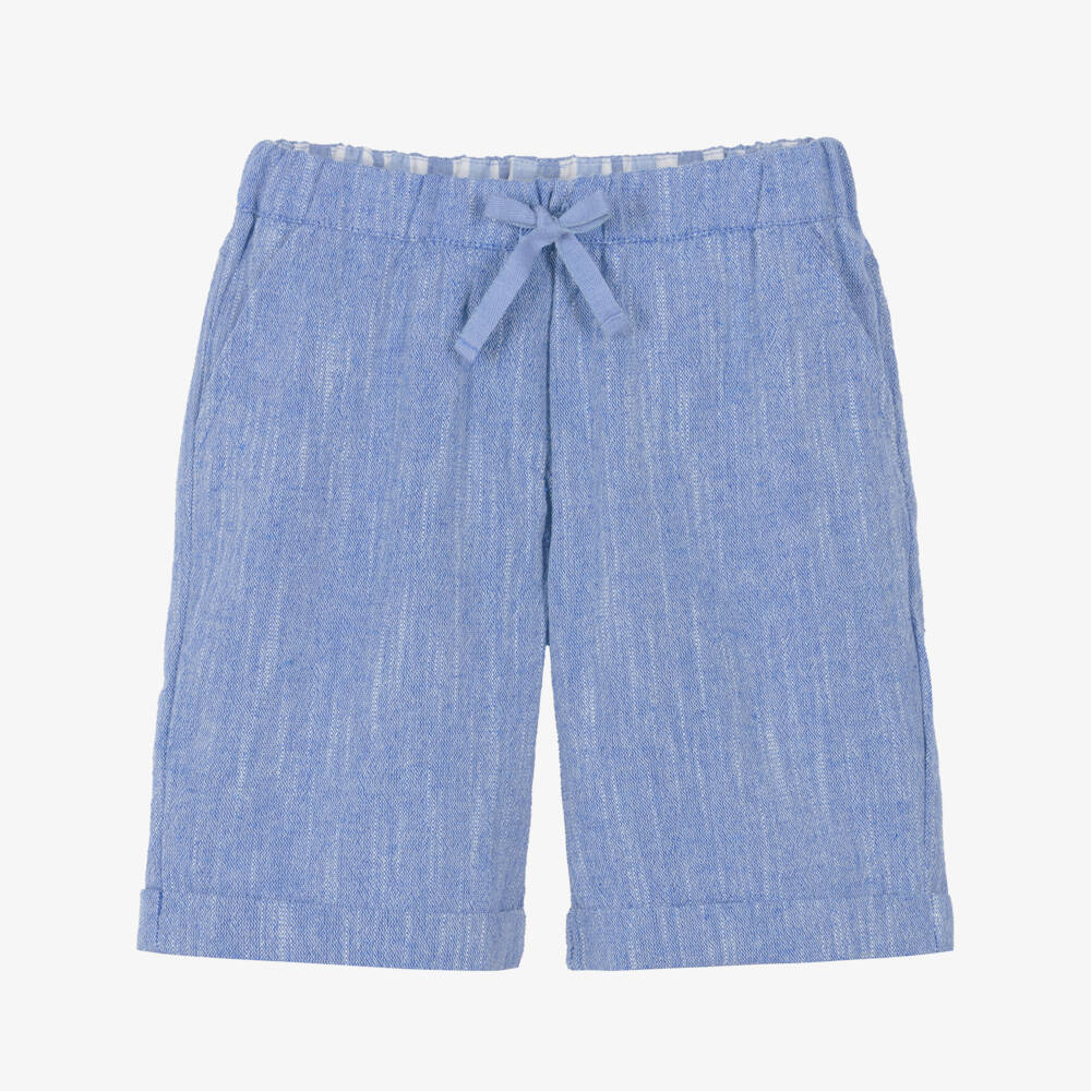 Dr. Kid-Boys Blue Marl Shorts with Turned Up Cuffs | Childrensalon