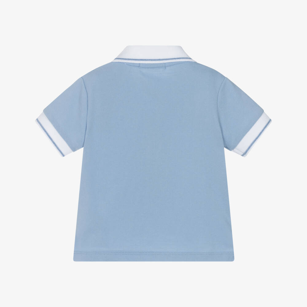 Dr. Kid-Boys Blue Polo Shirt with Contrast White Trims | Childrensalon