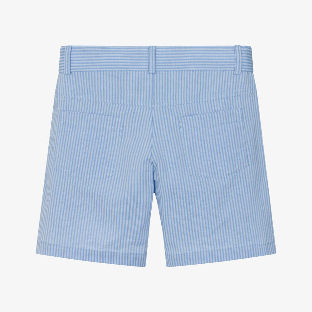 Dr. Kid-Boys Blue Stripe Cotton Shorts  | Childrensalon