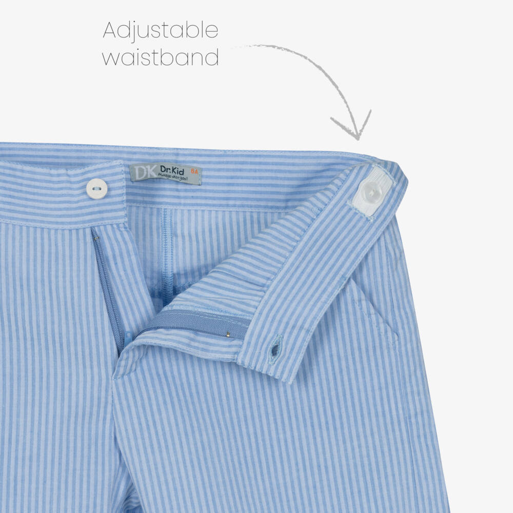 Dr. Kid-Boys Blue Stripe Cotton Shorts  | Childrensalon