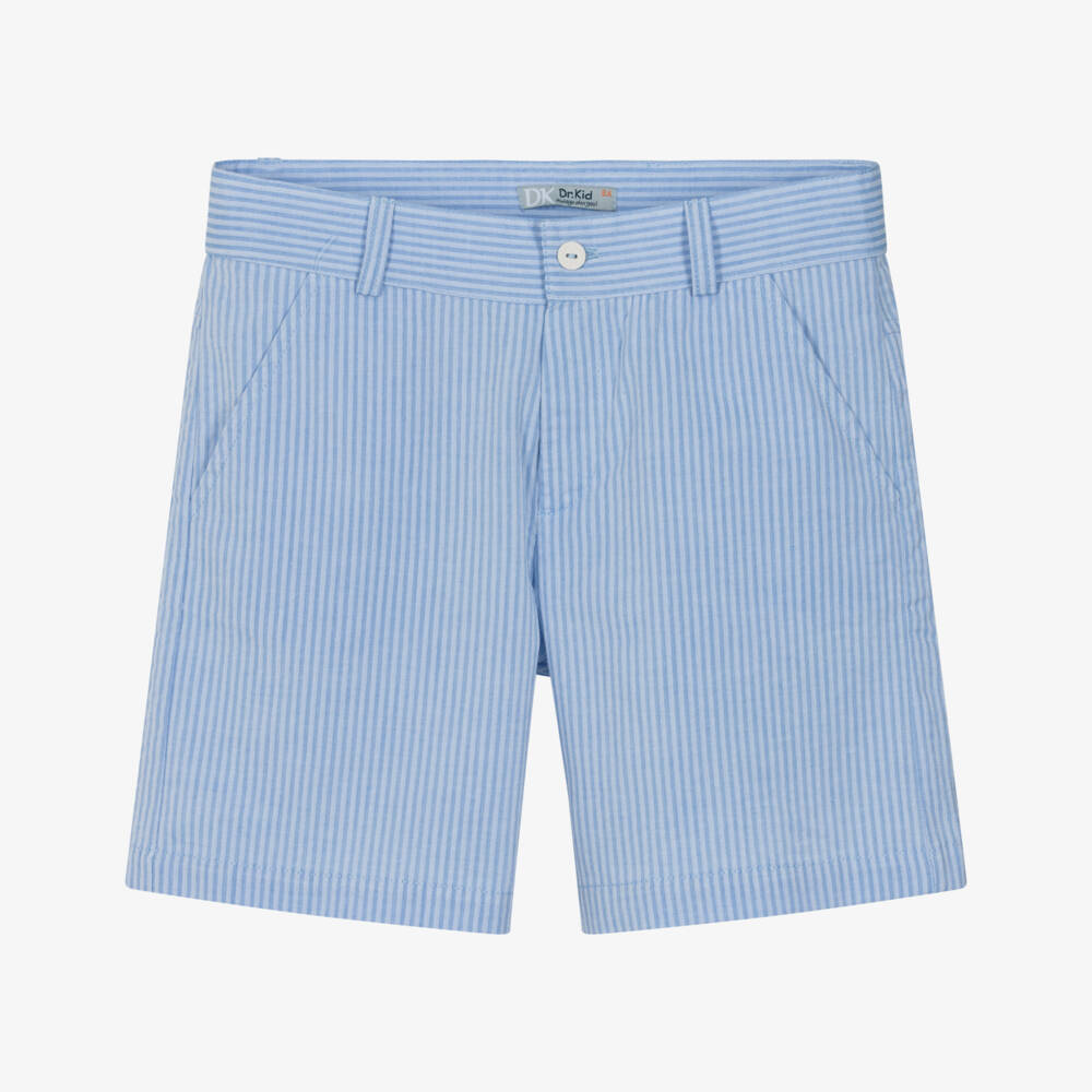 Dr. Kid-Boys Blue Stripe Cotton Shorts  | Childrensalon