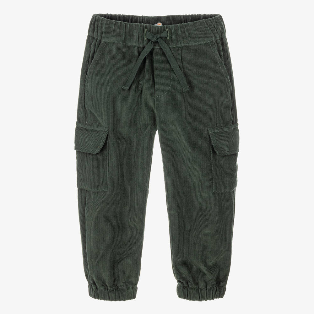 Dr. Kid-Boys Bottle Green Corduroy Cargo Trousers | Childrensalon