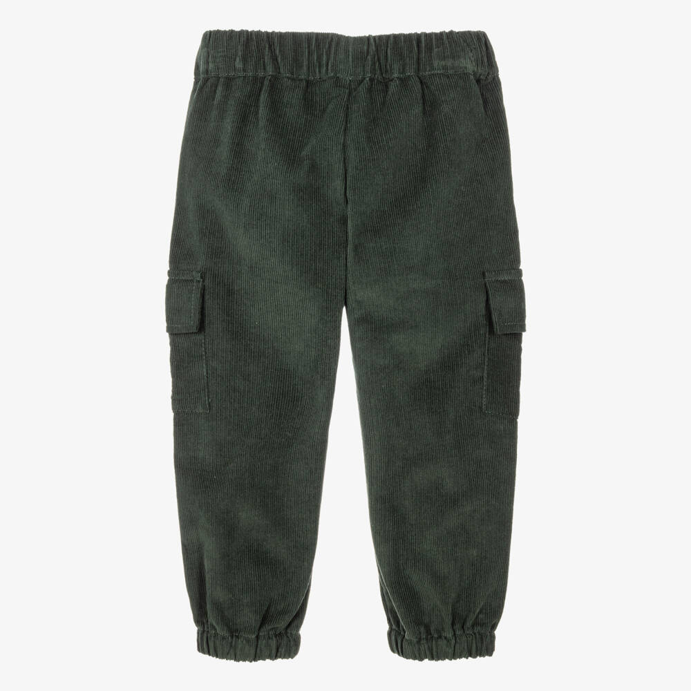 Dr. Kid-Boys Bottle Green Corduroy Cargo Trousers | Childrensalon