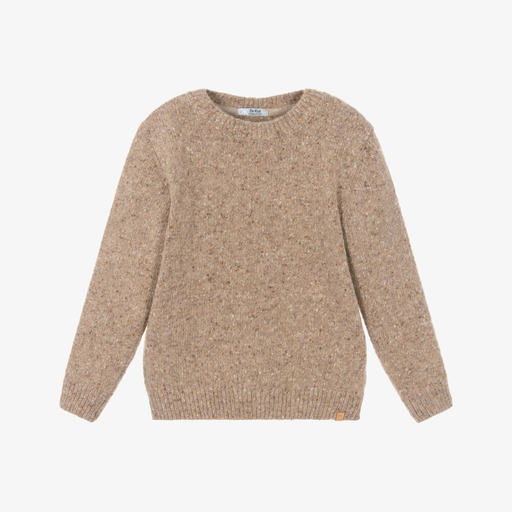 Dr. Kid-Boys Brown Speckled Wool Knit Sweater | Childrensalon
